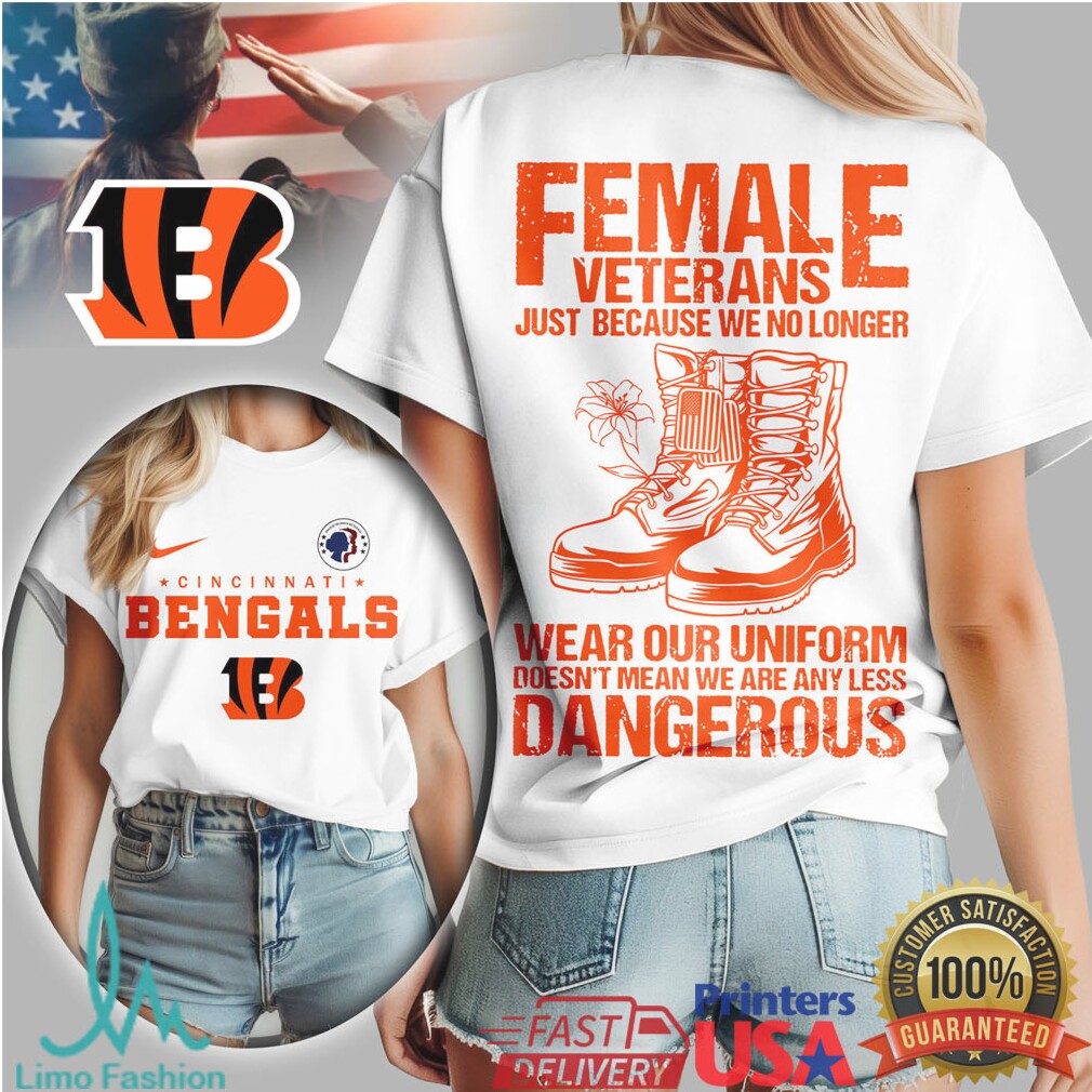 Cincinnati Bengals Female Veterans Patriotic Dangerous Woman Tee - Limotees LLC