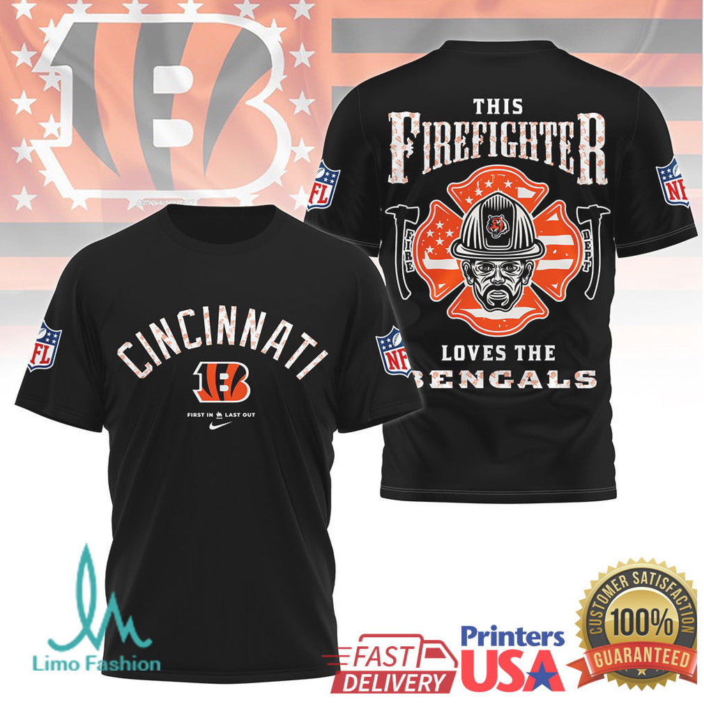 Cincinnati Bengals Firefighter Maltese Cross Hero Fan Tshirt - Limotees LLC