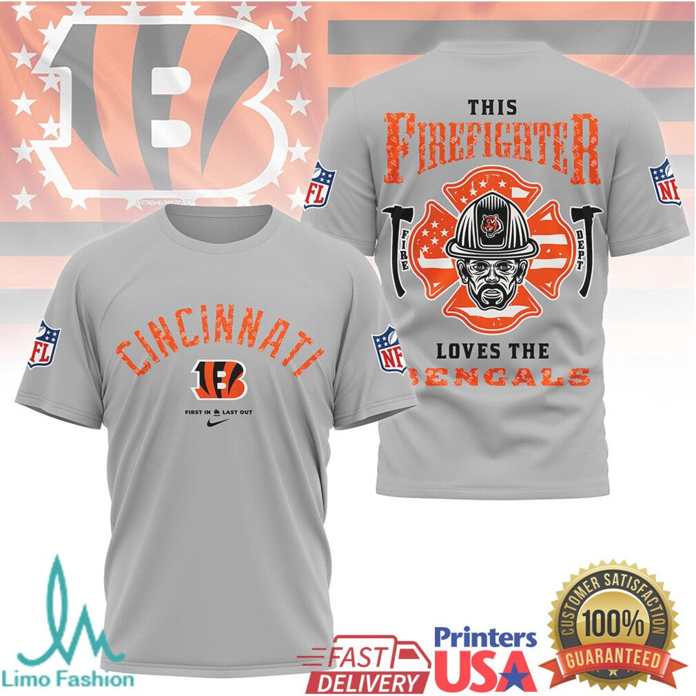 Cincinnati Bengals Firefighter Maltese Cross Hero Fan Tshirt - Limotees LLC