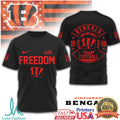 Cincinnati Bengals Freedom Football Red & Black Graphic T Shirt - Limotees LLC