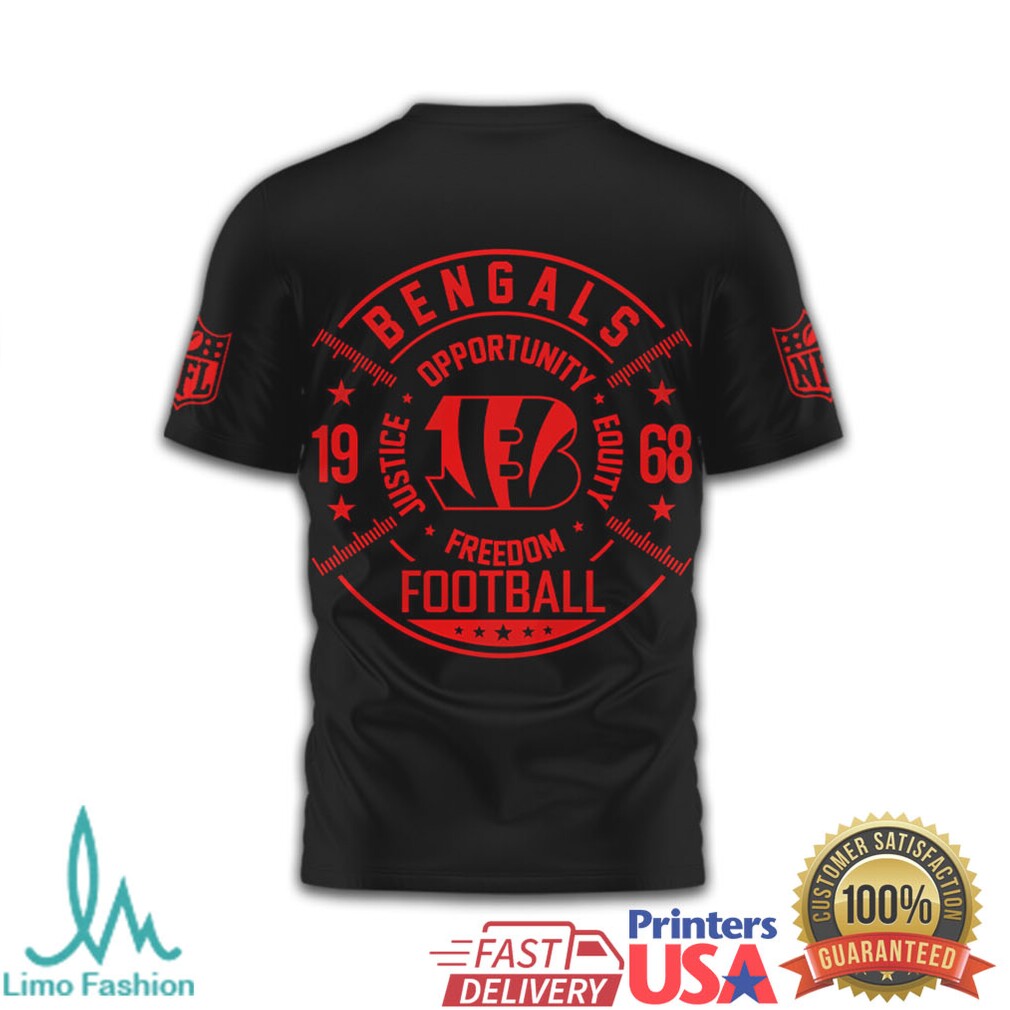 Cincinnati Bengals Freedom Football Red & Black Graphic T Shirt - Limotees LLC