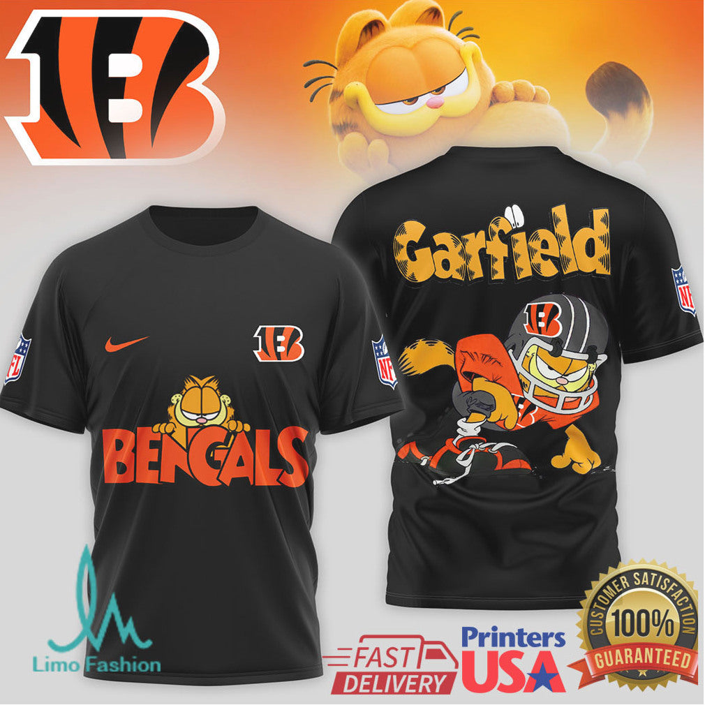Cincinnati Bengals Garfield Character Mashup Football T shirt - Limotees LLC