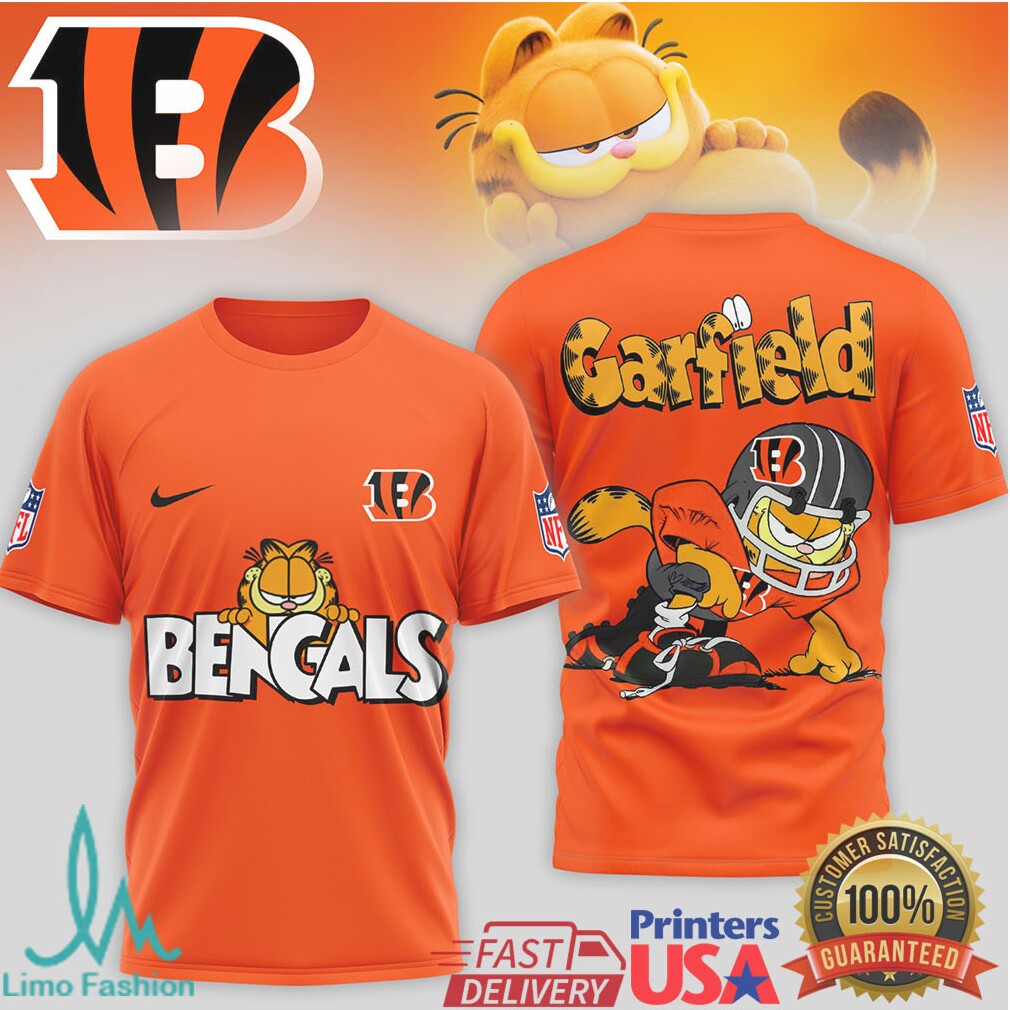 Cincinnati Bengals Garfield Character Mashup Football T shirt - Limotees LLC