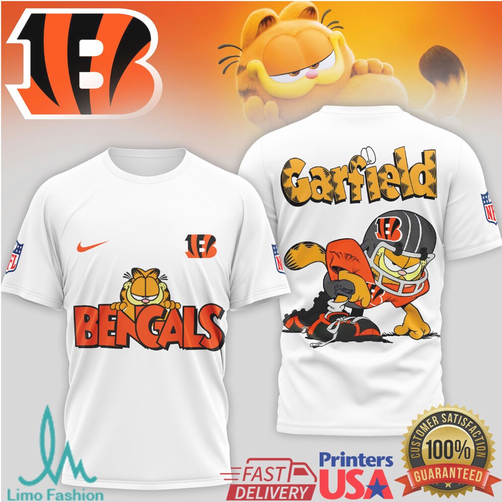Cincinnati Bengals Garfield Character Mashup Football T shirt - Limotees LLC