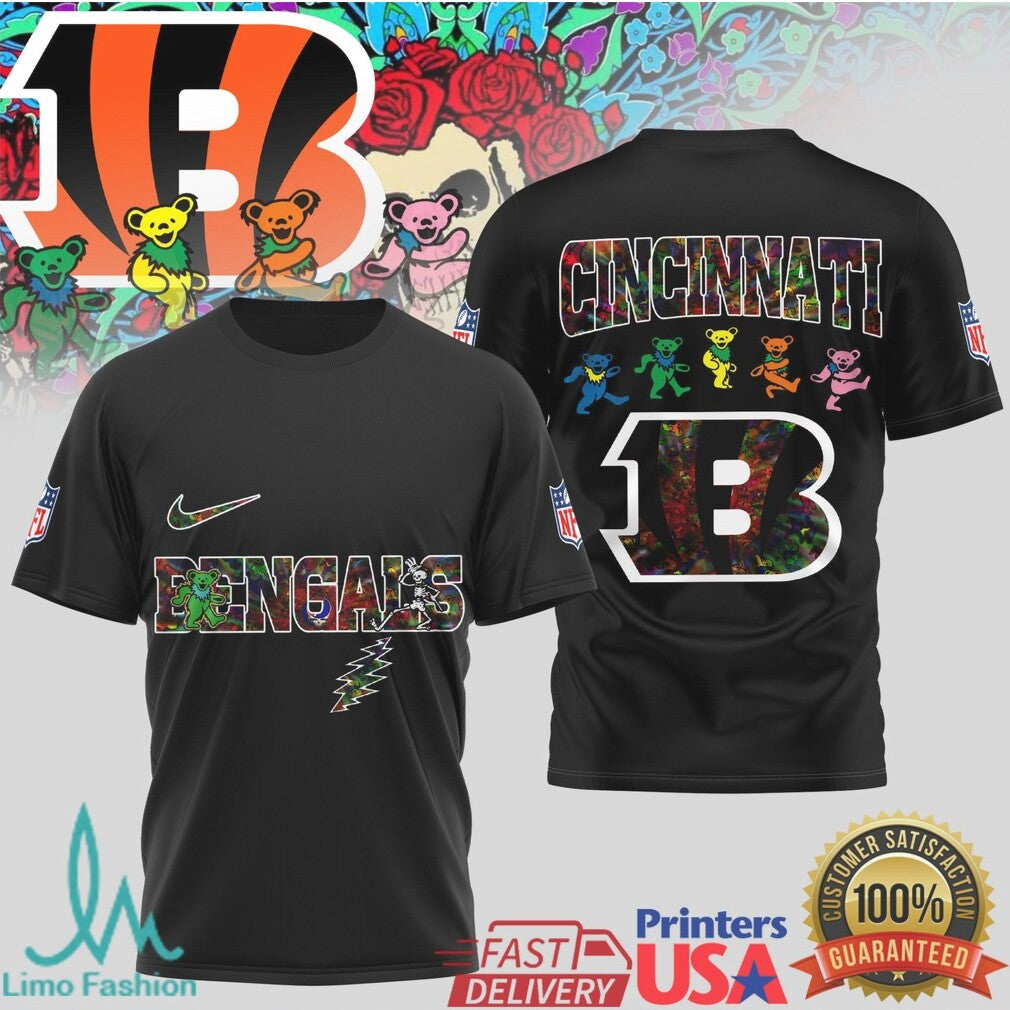 Cincinnati Bengals Grateful Dead Dancing Bears Football T Shirt - Limotees LLC