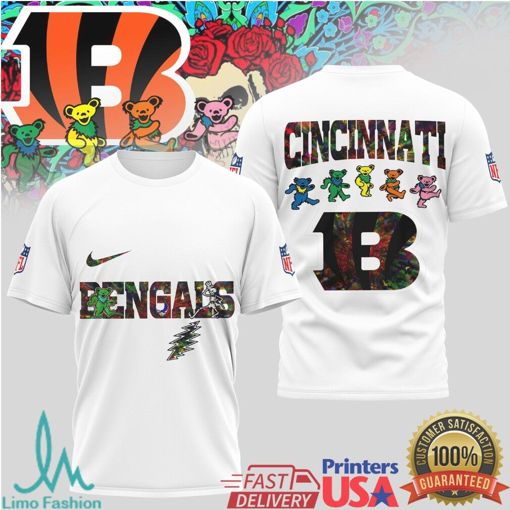 Cincinnati Bengals Grateful Dead Dancing Bears Football T Shirt - Limotees LLC