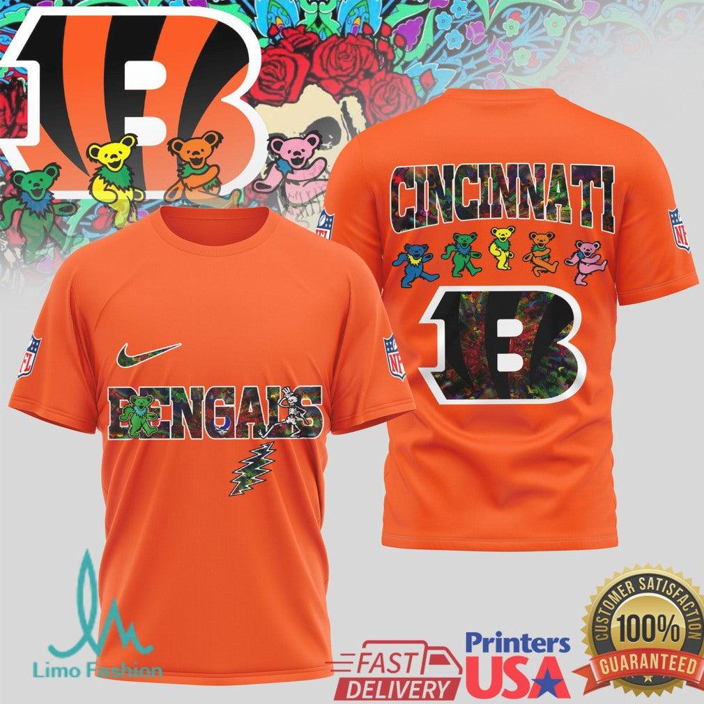 Cincinnati Bengals Grateful Dead Dancing Bears Football T Shirt - Limotees LLC