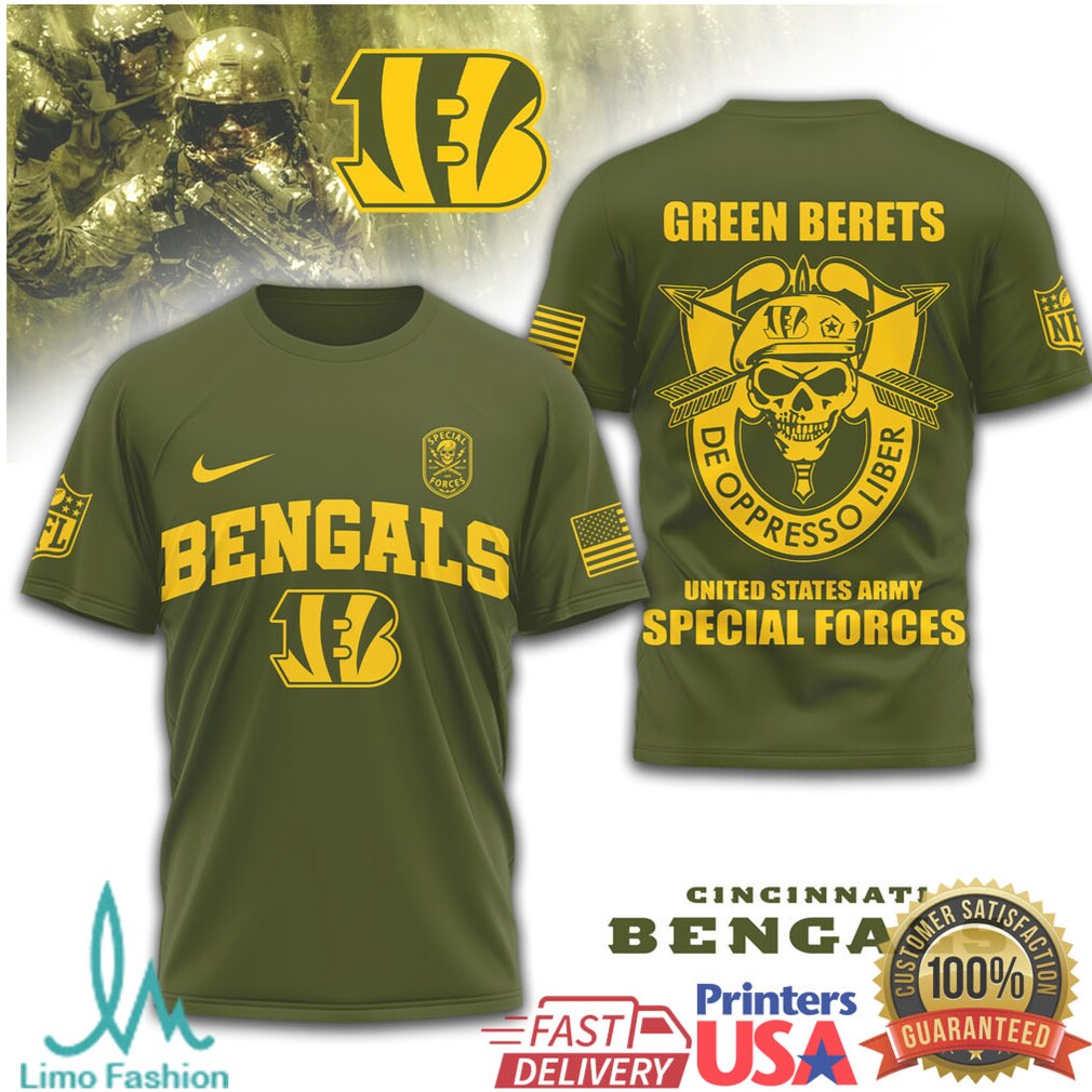 Cincinnati Bengals Green Berets Army Special Forces Military Tribute T Shirt - Limotees LLC