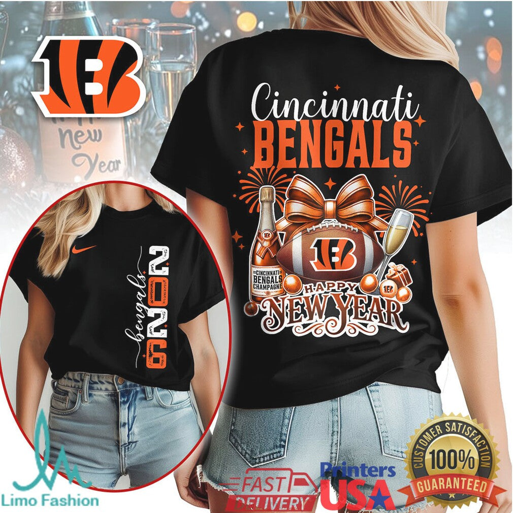 Cincinnati Bengals Happy New Year 2026 Celebration Graphic T Shirt - Limotees LLC