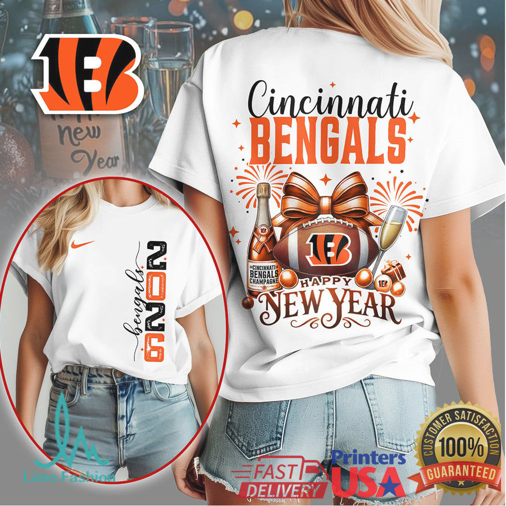 Cincinnati Bengals Happy New Year 2026 Celebration Graphic T Shirt - Limotees LLC