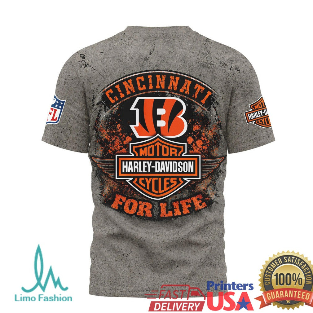 Cincinnati Bengals Harley Davidson For Life T Shirt - Limotees LLC