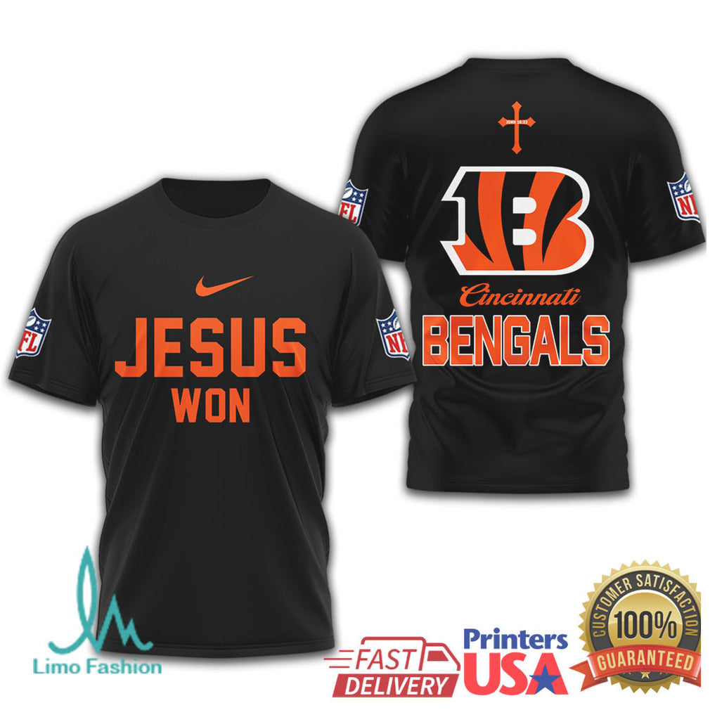 Cincinnati Bengals Jesus Won NFL Christian T Shirt - Limotees LLC
