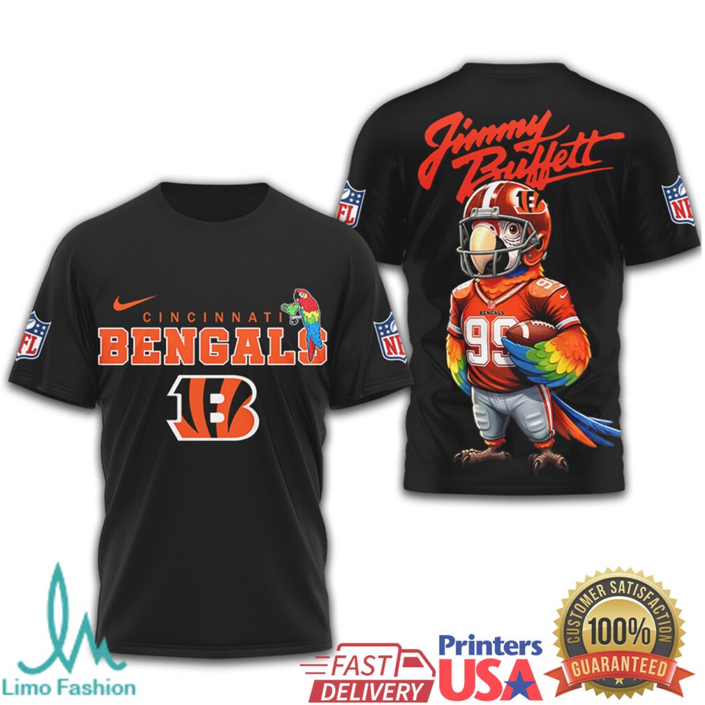 Cincinnati Bengals Jimmy Buffett Parrot Head Game Day T Shirt - Limotees LLC