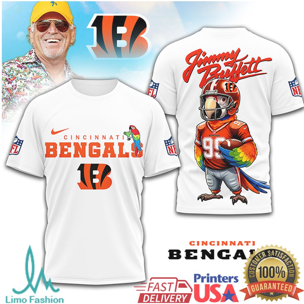 Cincinnati Bengals Jimmy Buffett Parrot Head Game Day T Shirt - Limotees LLC
