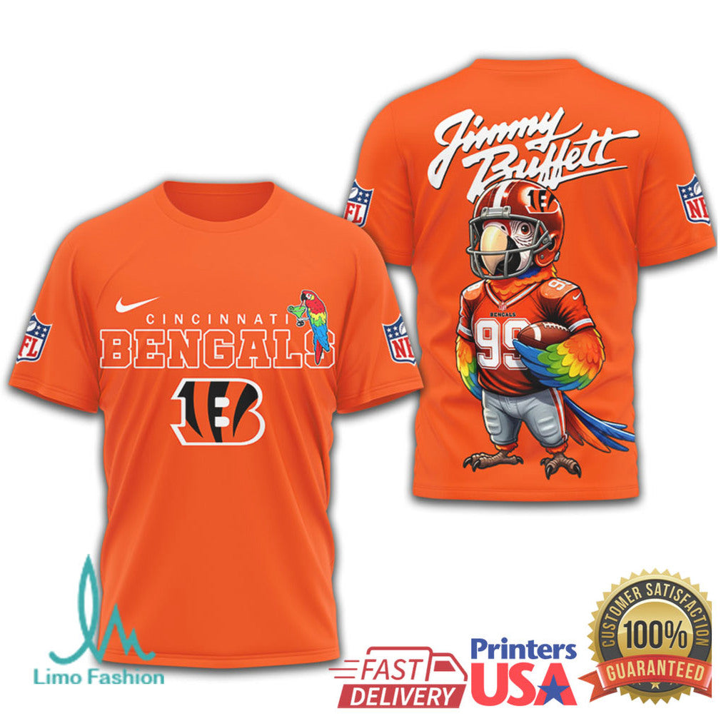 Cincinnati Bengals Jimmy Buffett Parrot Head Game Day T Shirt - Limotees LLC