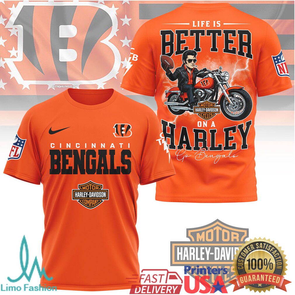 Cincinnati Bengals Life is Better on a Harley Davidson Fan Tee - Limotees LLC
