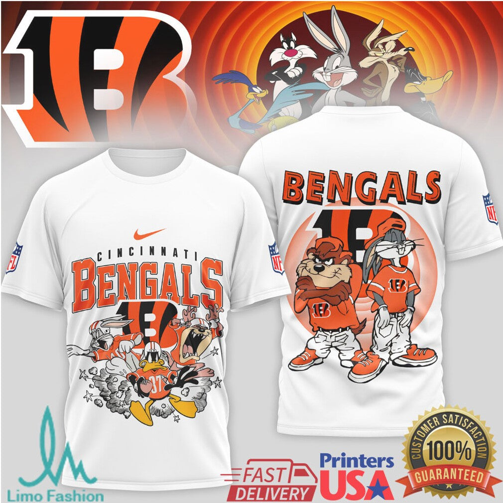 Cincinnati Bengals Looney Tunes Bugs & Taz Mashup Shirt - Limotees LLC