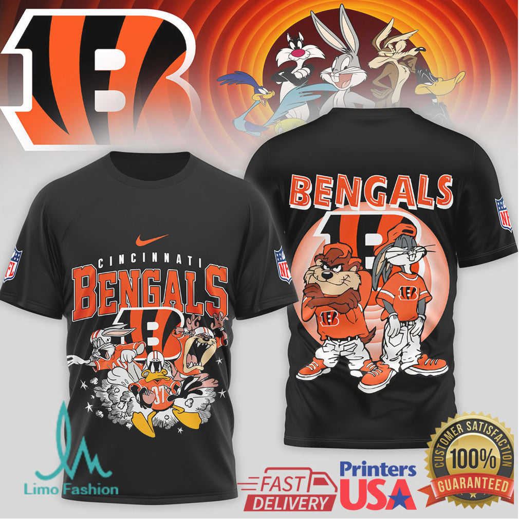 Cincinnati Bengals Looney Tunes Bugs & Taz Mashup Shirt - Limotees LLC