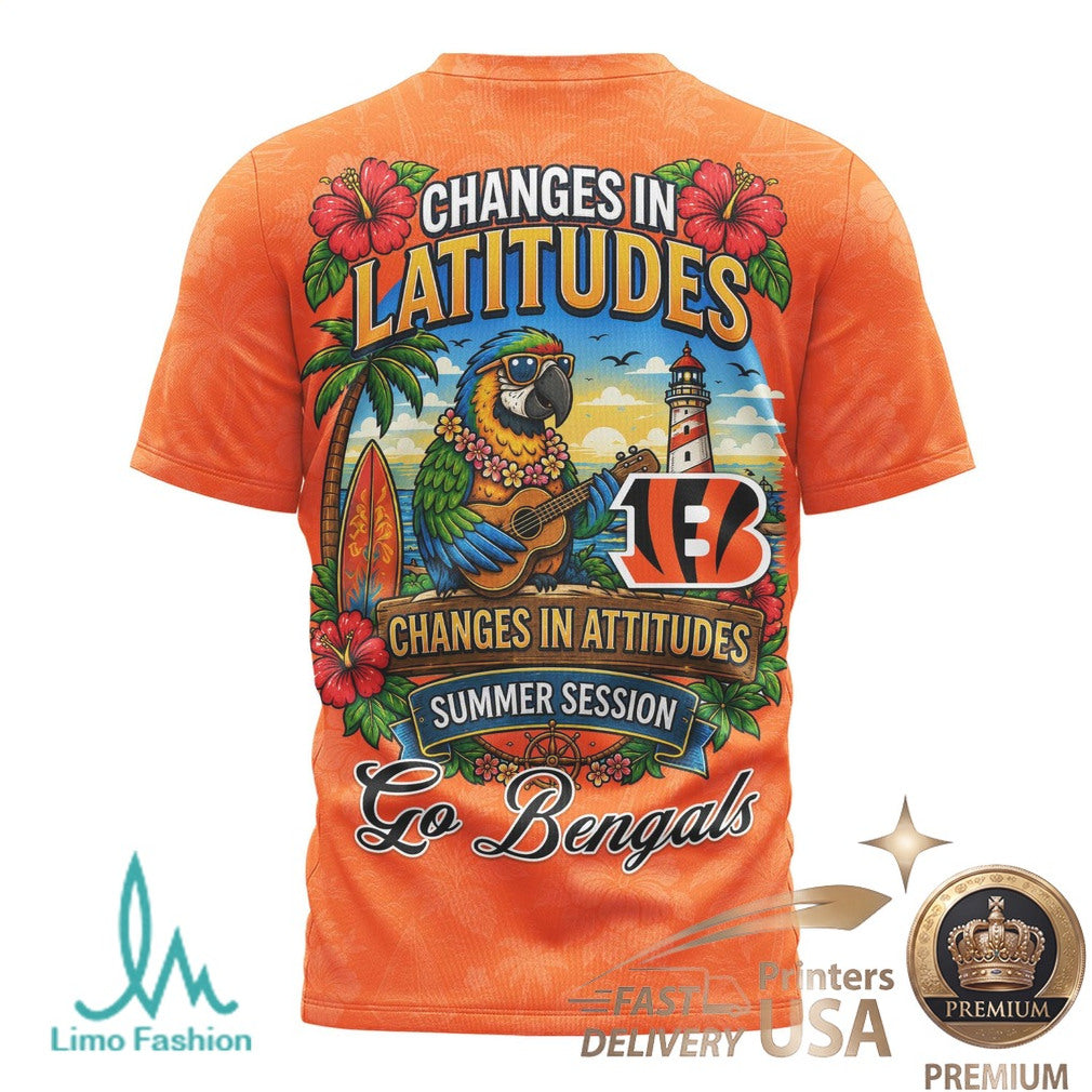 Cincinnati Bengals Margaritaville Parrot Tropical Summer Session T Shirt - Limotees LLC