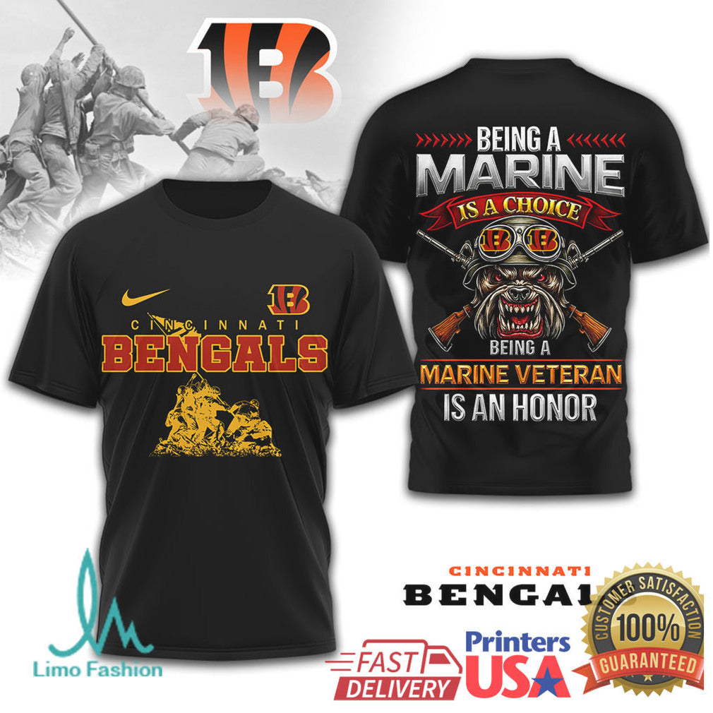 Cincinnati Bengals Marine Corps Veteran “Being A Marine Is A Choice” T Shirt - Limotees LLC