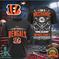 Cincinnati Bengals Mechanic Skull Running Through My Veins T Shirt