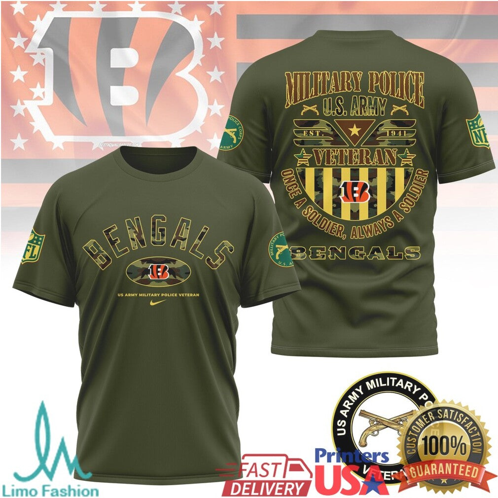 Cincinnati Bengals Military Police U.S. Army Veteran T Shirt US Army MP NFL Fan T Shirt - Limotees LLC