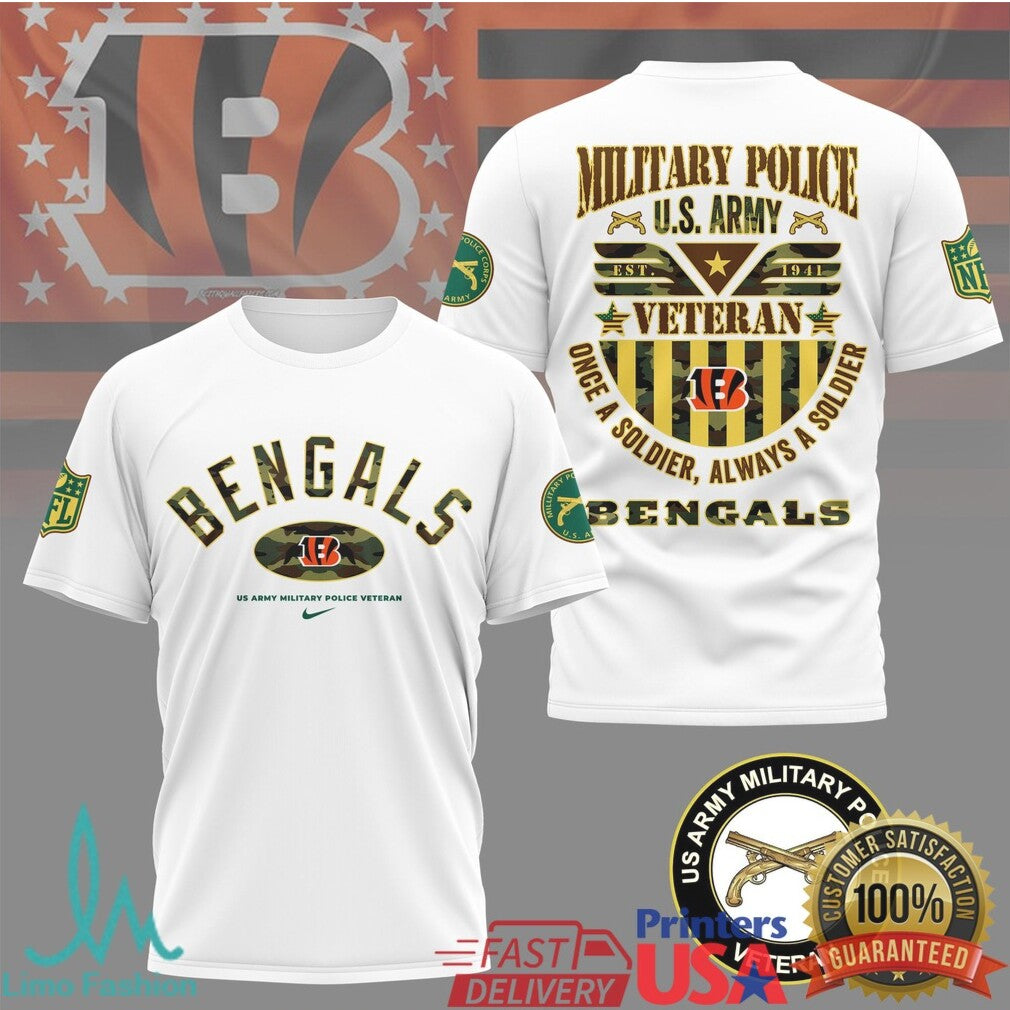 Cincinnati Bengals Military Police U.S. Army Veteran T Shirt US Army MP NFL Fan T Shirt - Limotees LLC