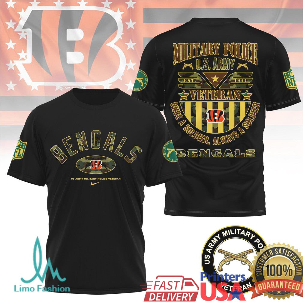 Cincinnati Bengals Military Police U.S. Army Veteran T Shirt US Army MP NFL Fan T Shirt - Limotees LLC