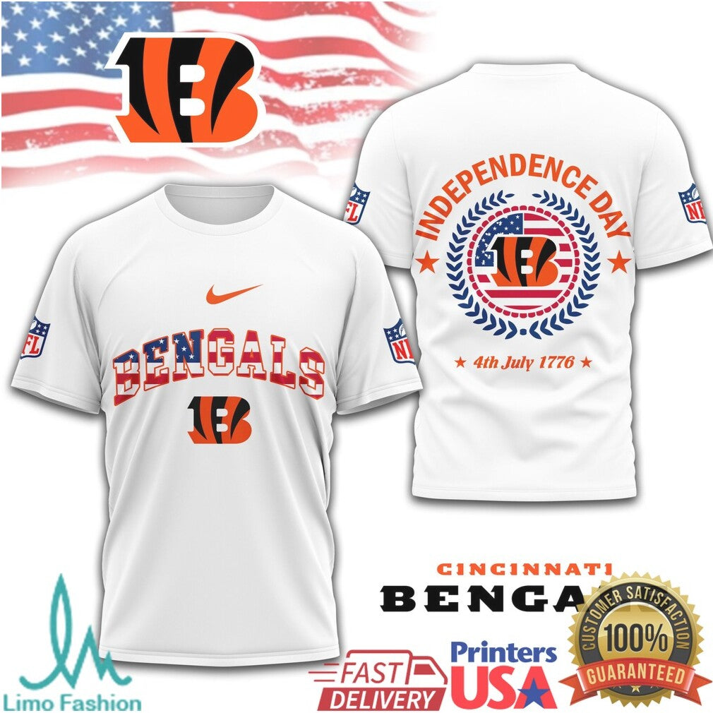Cincinnati Bengals NFL Independence Day 4th of July Patriotic American Flag T Shirt - Limotees LLC