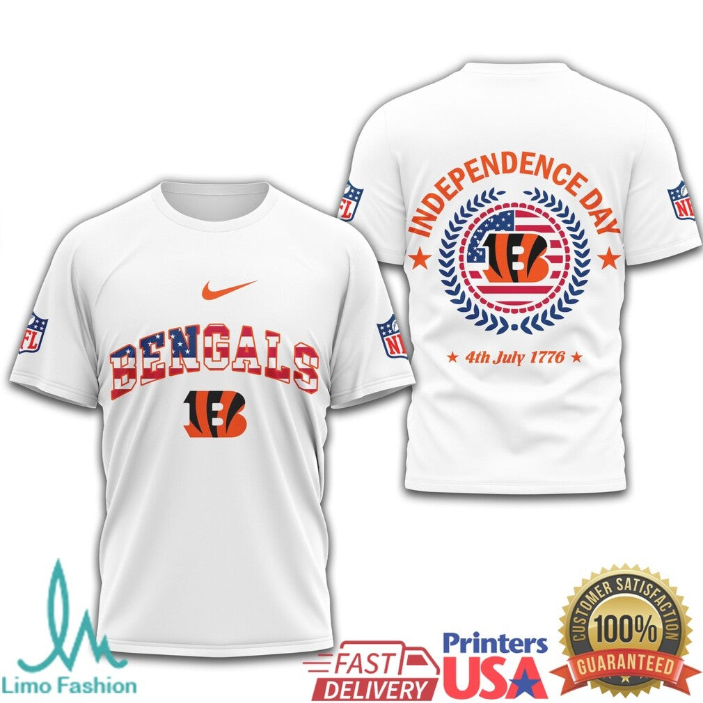 Cincinnati Bengals NFL Independence Day 4th of July Patriotic American Flag T Shirt - Limotees LLC