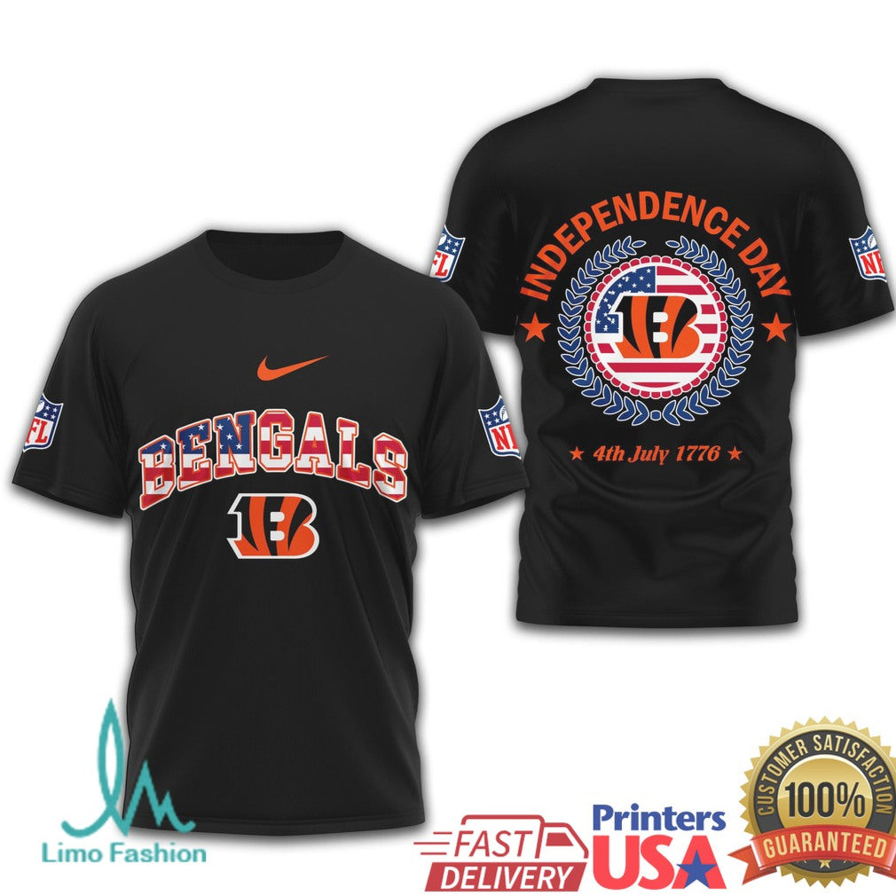 Cincinnati Bengals NFL Independence Day 4th of July Patriotic American Flag T Shirt - Limotees LLC