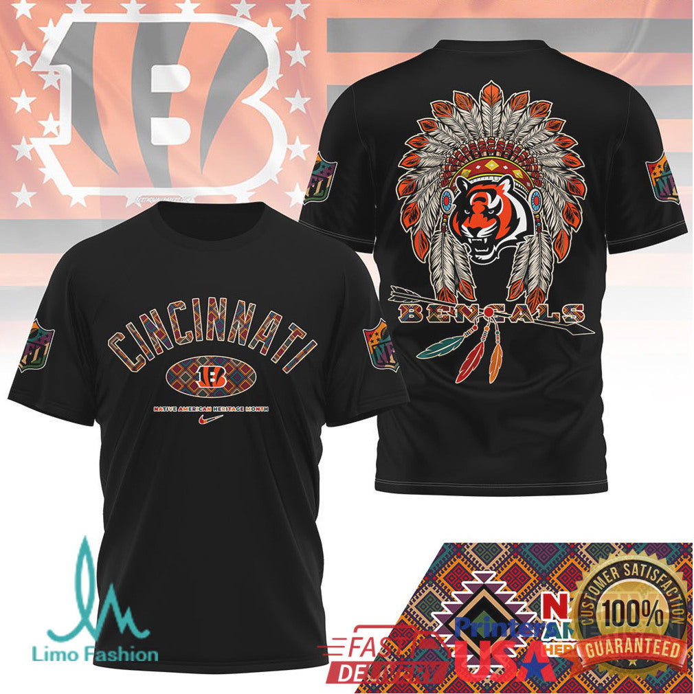 Cincinnati Bengals Native American Heritage Month Tribal Graphic T Shirt - Limotees LLC