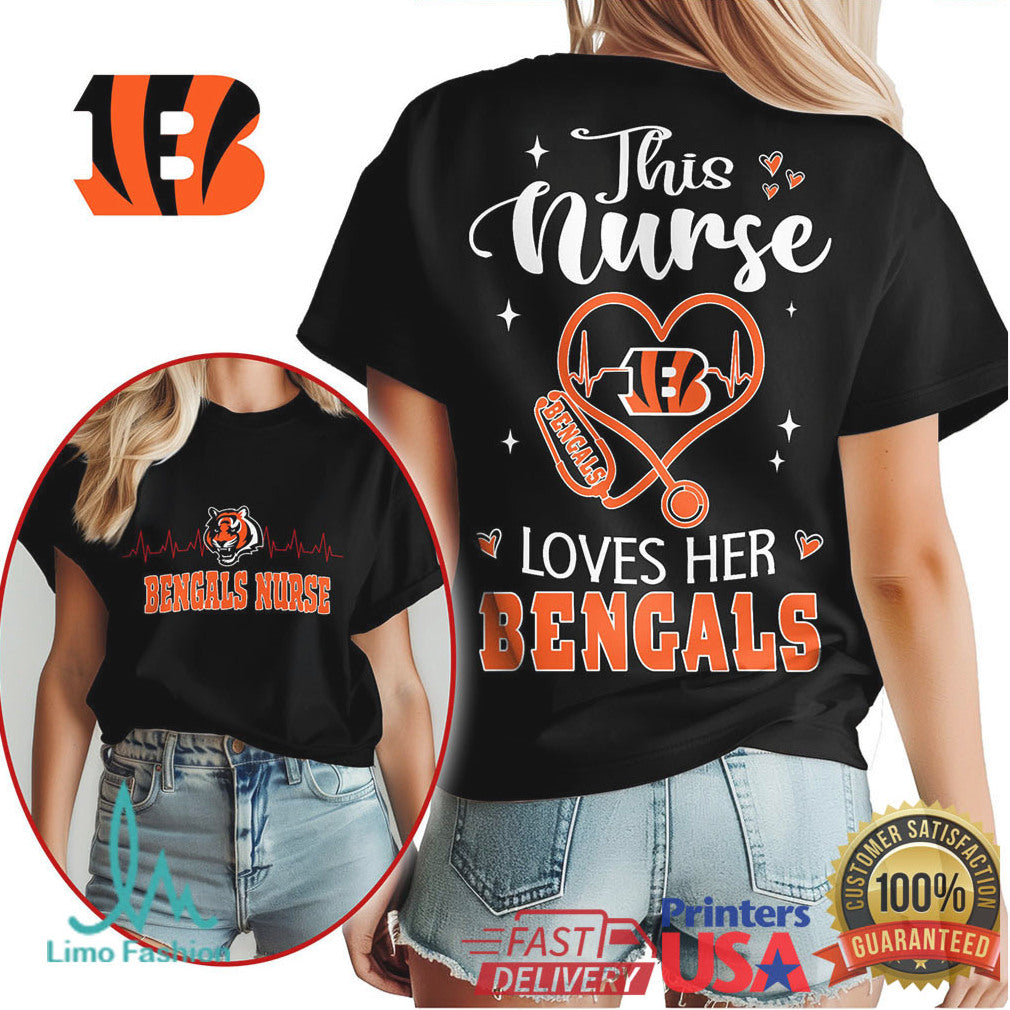 Cincinnati Bengals Nurse Heart Stethoscope Shirt - Limotees LLC