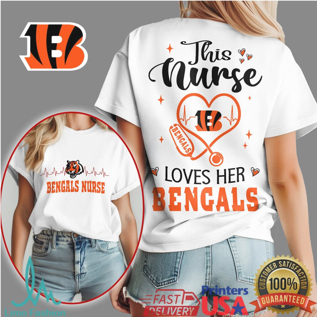 Cincinnati Bengals Nurse Heart Stethoscope Shirt - Limotees LLC
