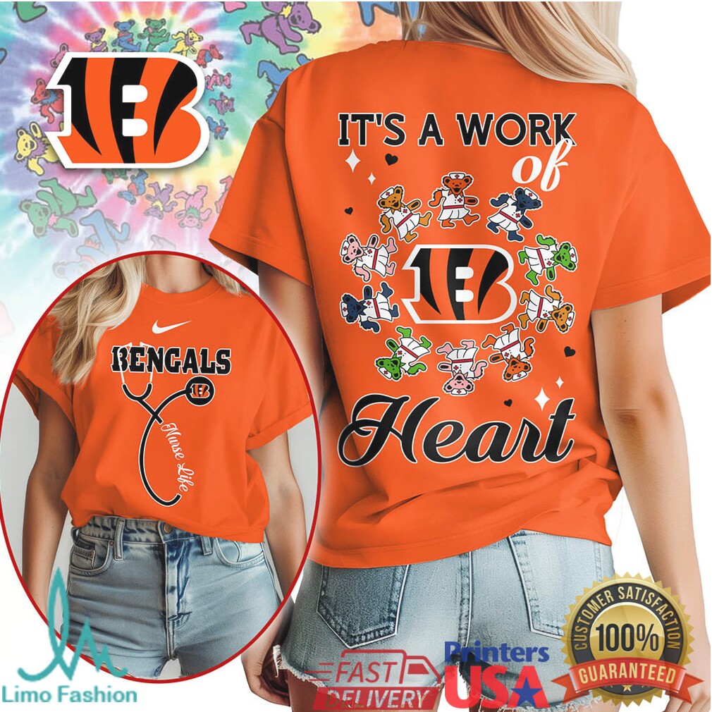 Cincinnati Bengals Nurse Shirt It's a Work of Heart NFL Medical Tee - Limotees LLC