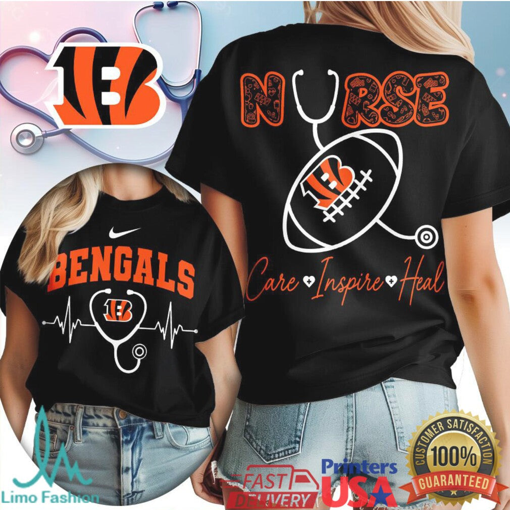 Cincinnati Bengals Nurse T Shirt Care Inspire Heal Football Life Apparel - Limotees LLC