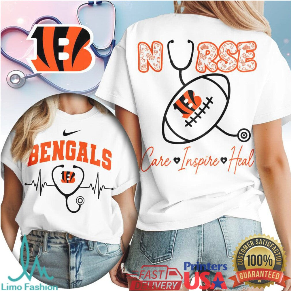 Cincinnati Bengals Nurse T Shirt Care Inspire Heal Football Life Apparel - Limotees LLC