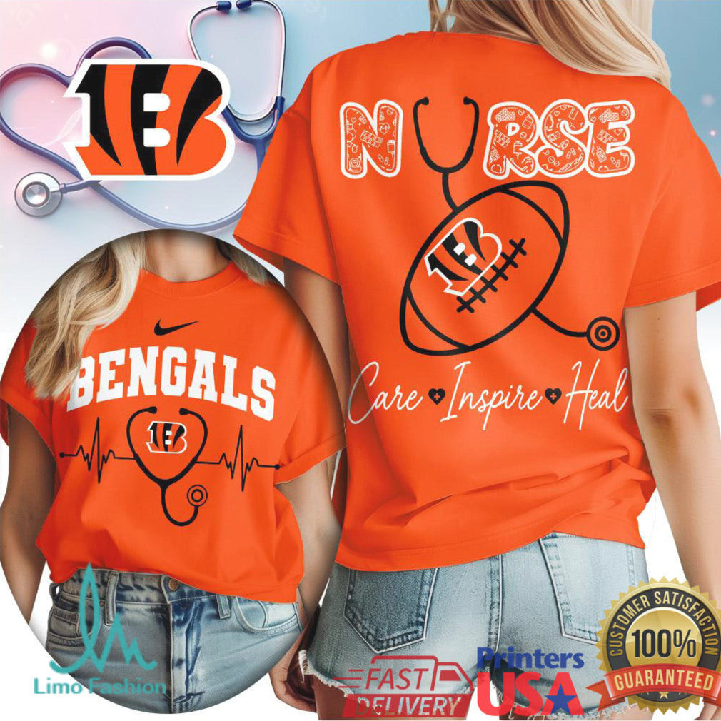 Cincinnati Bengals Nurse T Shirt Care Inspire Heal Football Life Apparel - Limotees LLC