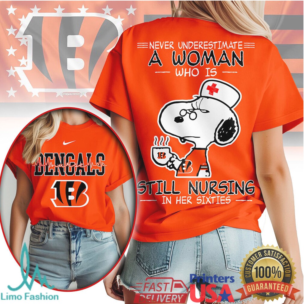 Cincinnati Bengals Nurse T Shirt Never Underestimate A Woman Still Nursing In Her Sixties