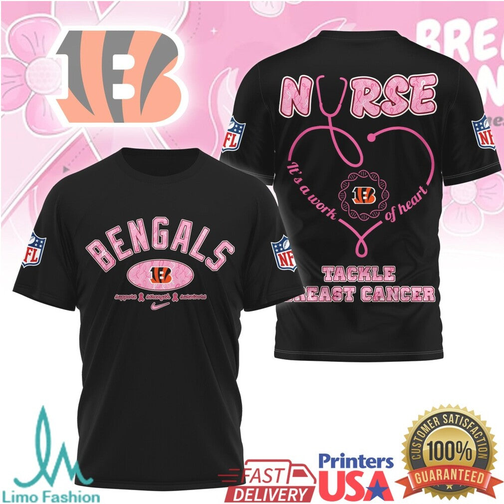 Cincinnati Bengals Nurse Tackle Breast Cancer Awareness T Shirt - Limotees LLC