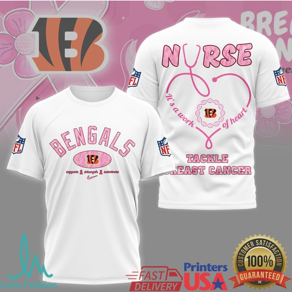 Cincinnati Bengals Nurse Tackle Breast Cancer Awareness T Shirt - Limotees LLC