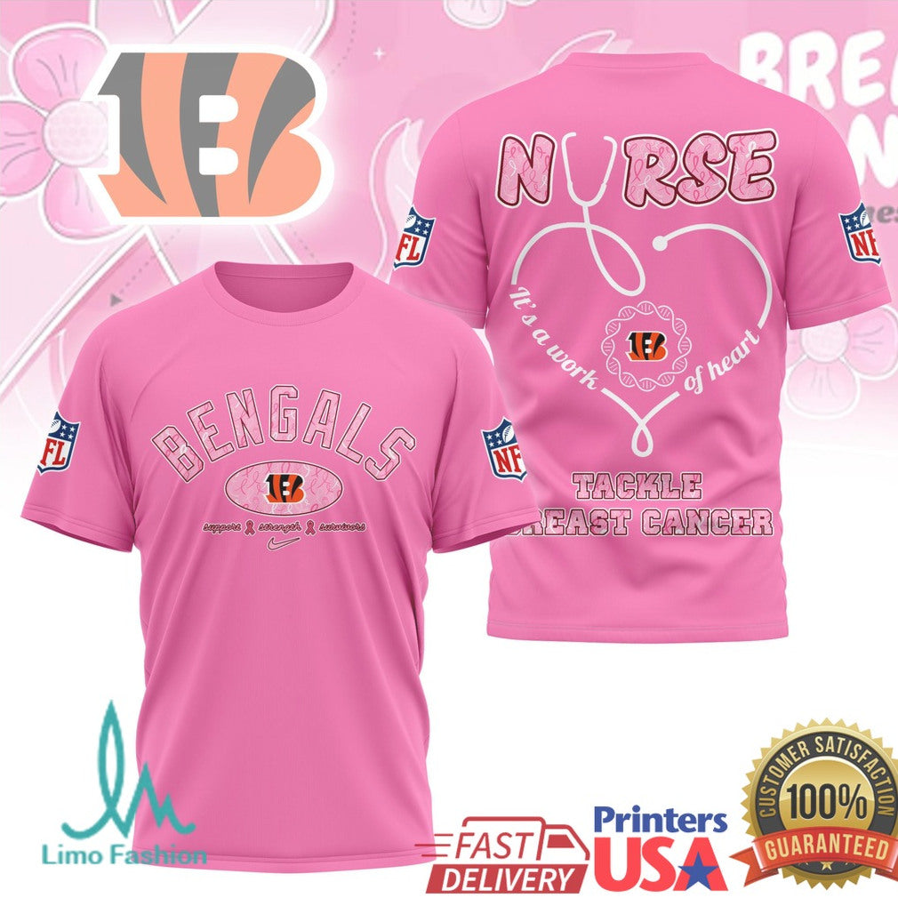 Cincinnati Bengals Nurse Tackle Breast Cancer Awareness T Shirt - Limotees LLC
