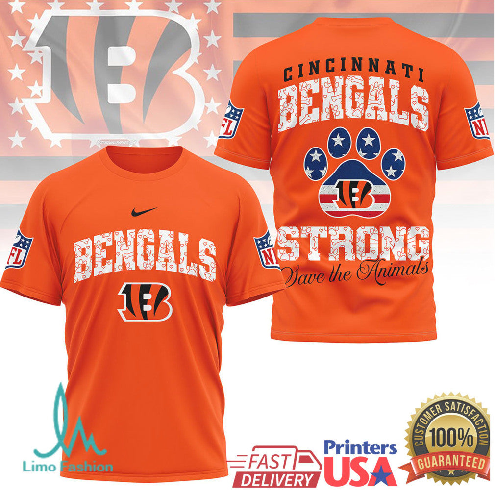 Cincinnati Bengals Official NFL Save The Animals Fan 3D Shirt - Limotees LLC