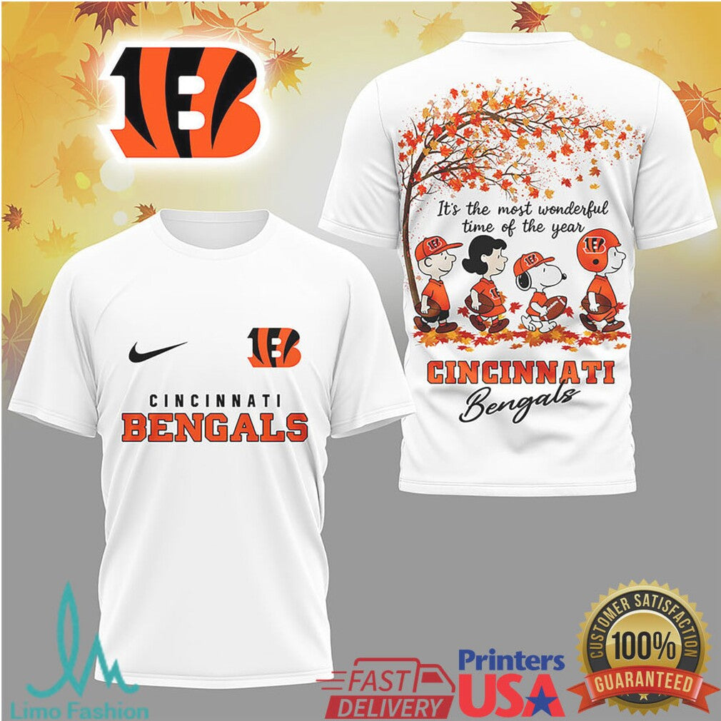 Cincinnati Bengals Peanuts Snoopys Most Wonderful Time of the Year Fall T Shirt - Limotees LLC