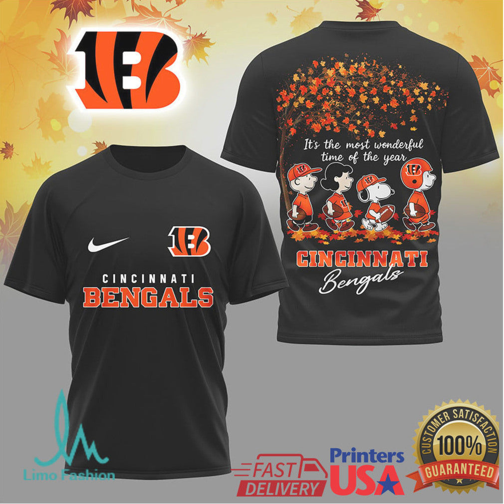 Cincinnati Bengals Peanuts Snoopys Most Wonderful Time of the Year Fall T Shirt - Limotees LLC