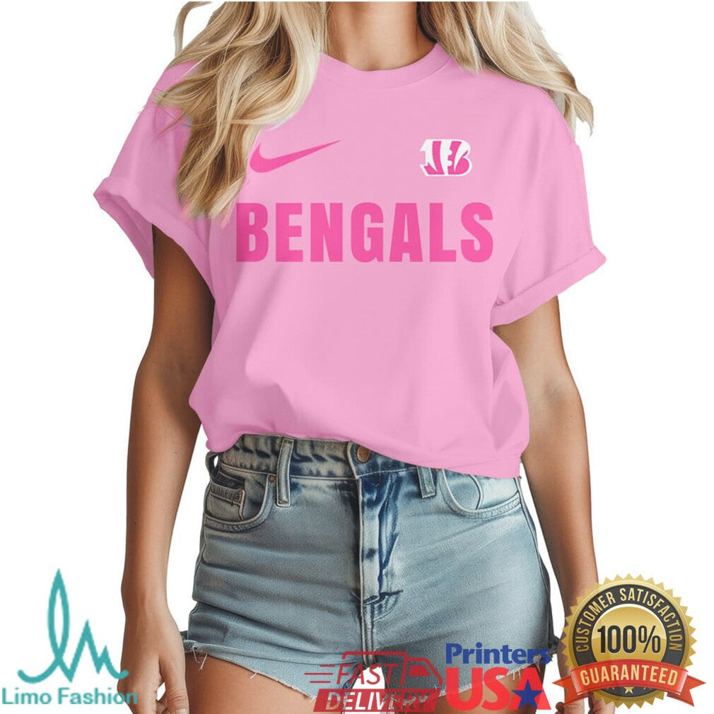 Cincinnati Bengals Pink Breast Cancer Awareness Tackle Football Tee - Limotees LLC