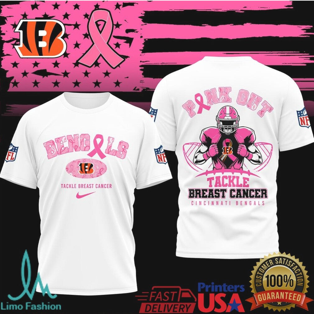 Cincinnati Bengals Pink Out Tackle Breast Cancer Football Fan T Shirt