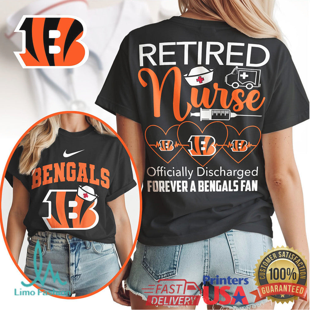 Cincinnati Bengals Retired Nurse Officially Discharged 2026 Vintage Style Women Fans Gift T Shirt - Limotees LLC