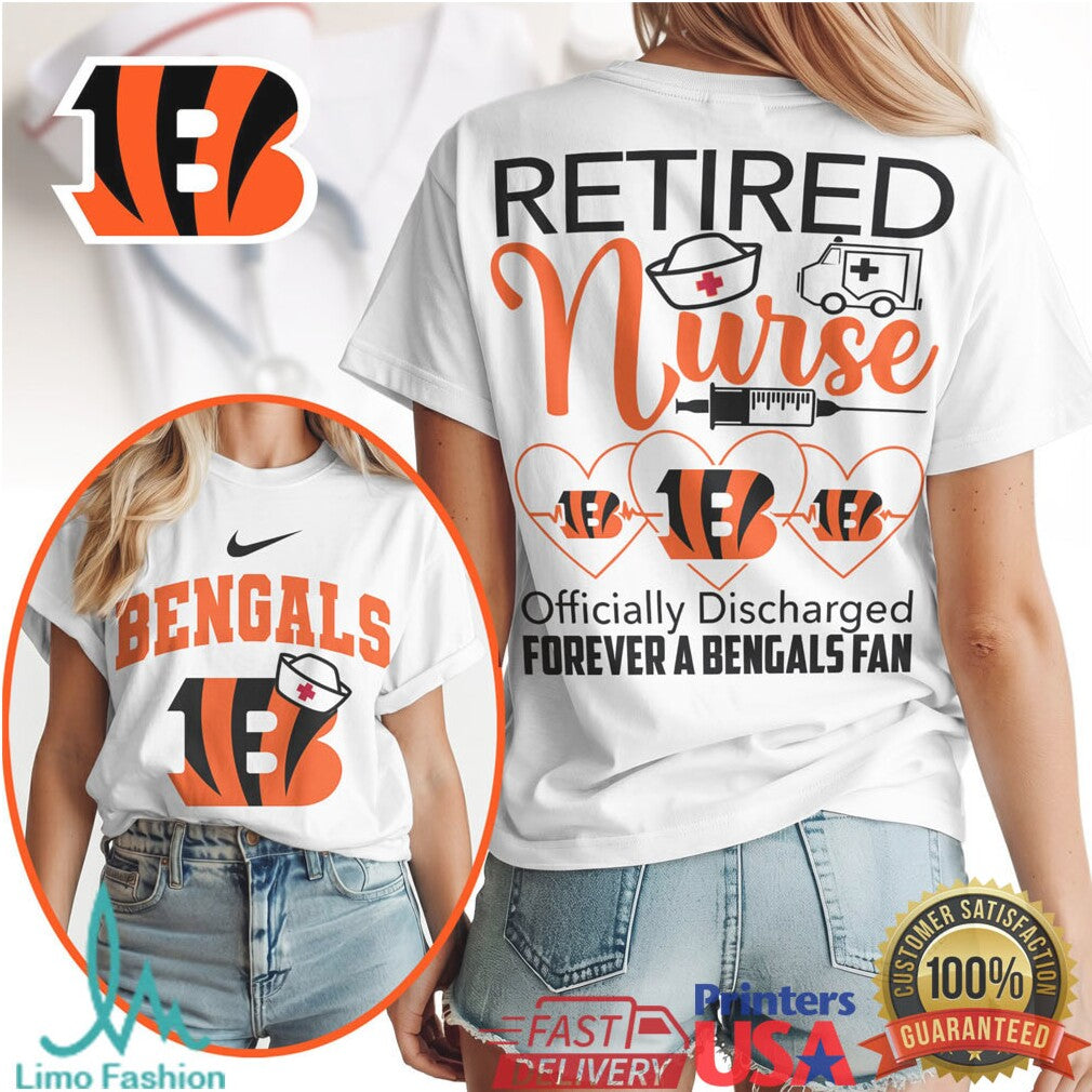 Cincinnati Bengals Retired Nurse Officially Discharged 2026 Vintage Style Women Fans Gift T Shirt - Limotees LLC