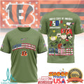 Cincinnati Bengals Snoopy Peanuts 250th Anniversary Olive Fan T Shirt - Limotees LLC